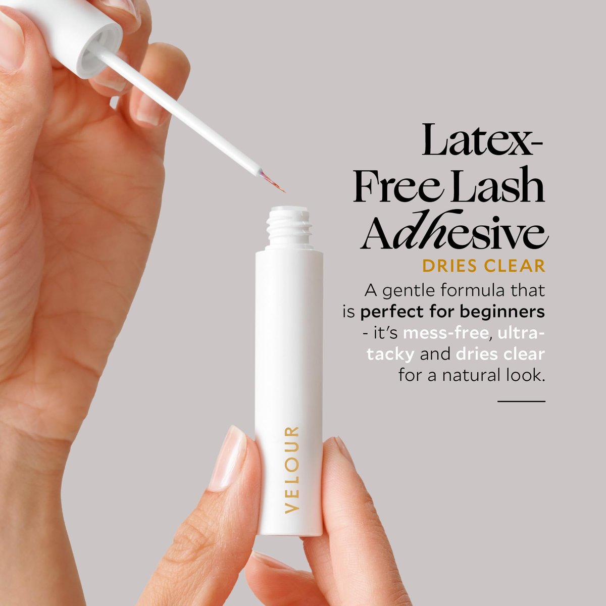 Velour Strong Eyelash Glue – Super Hold Vegan Lash Adhesive with Brush Applicator, Latex-Free for Strip Lashes & Extensions (White, 1 Count) - görsel 3