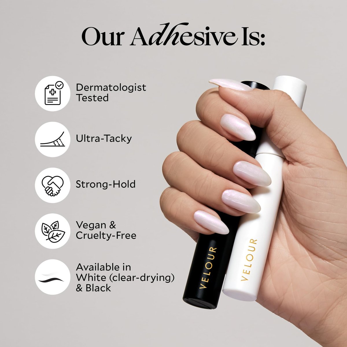 Velour Strong Eyelash Glue – Super Hold Vegan Lash Adhesive with Brush Applicator, Latex-Free for Strip Lashes & Extensions (White, 1 Count) - görsel 5