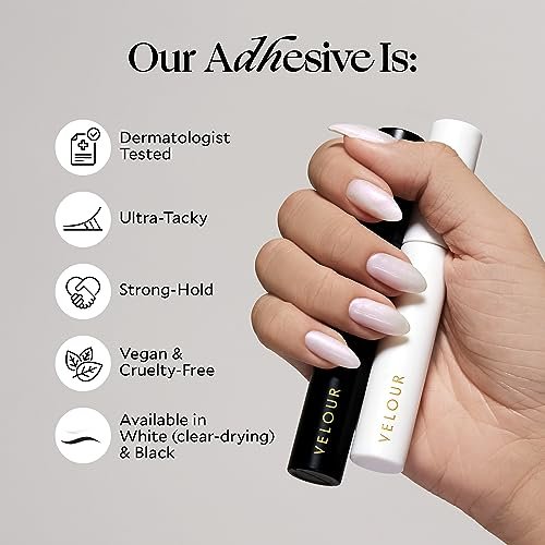 Velour Strong Eyelash Glue – Super Hold Vegan Lash Adhesive with Brush Applicator, Latex-Free for Strip Lashes & Extensions (White, 1 Count) - görsel 6