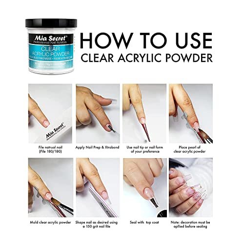 Mia Secret Clear Acrylic Powder - 2 oz Professional Nail Enhancement Avelisse