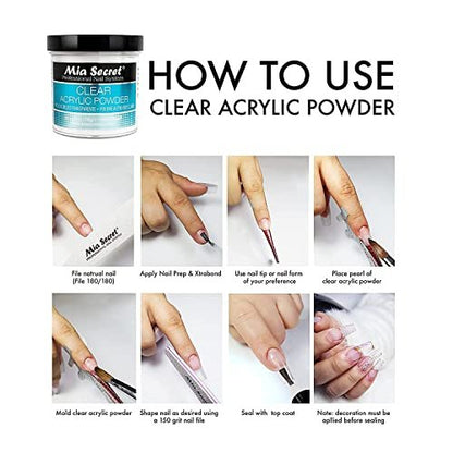 Mia Secret Clear Acrylic Powder - 2 oz Professional Nail Enhancement Avelisse