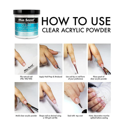 Mia Secret Clear Acrylic Powder - 2 oz Professional Nail Enhancement Avelisse