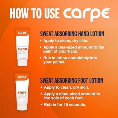 Carpe Sweat Absorbing Hand & Foot Lotion Bundle – Dermatologist Recommended for Sweaty Hands and Feet Avelisse