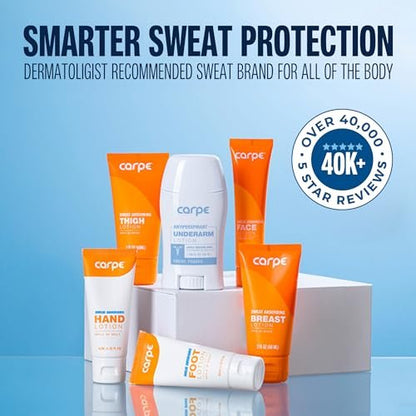 Carpe Sweat Absorbing Hand & Foot Lotion Bundle – Dermatologist Recommended for Sweaty Hands and Feet Avelisse