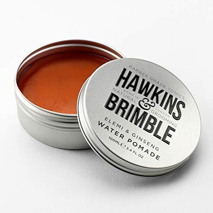 Hawkins & Brimble Strong Hold Hair Pomade for Men - 100ml Water-Based, Firm Hold with Natural Shine, Elemi & Ginseng Scent, Vegan, Easy Wash Avelisse