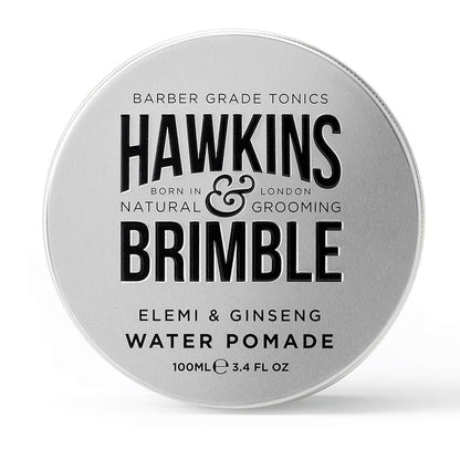 Hawkins & Brimble Strong Hold Hair Pomade for Men - 100ml Water-Based, Firm Hold with Natural Shine, Elemi & Ginseng Scent, Vegan, Easy Wash Avelisse