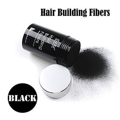 Black Hair Building Fibers – Natural Thickening Concealer for Thinning Hair, Instant Fuller Hair for Women and Men, 0.77 oz