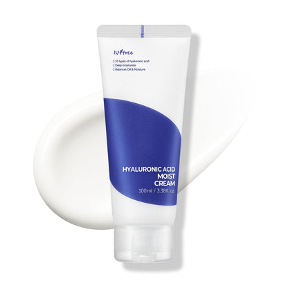 ISNTREE Hyaluronic Acid Moist Cream 100ml - Deep Hydration Face Moisturizer for Dry Skin, Balances Oil & Moisture, Lightweight & Non-Greasy, Fragrance-Free, Korean Skincare Avelisse