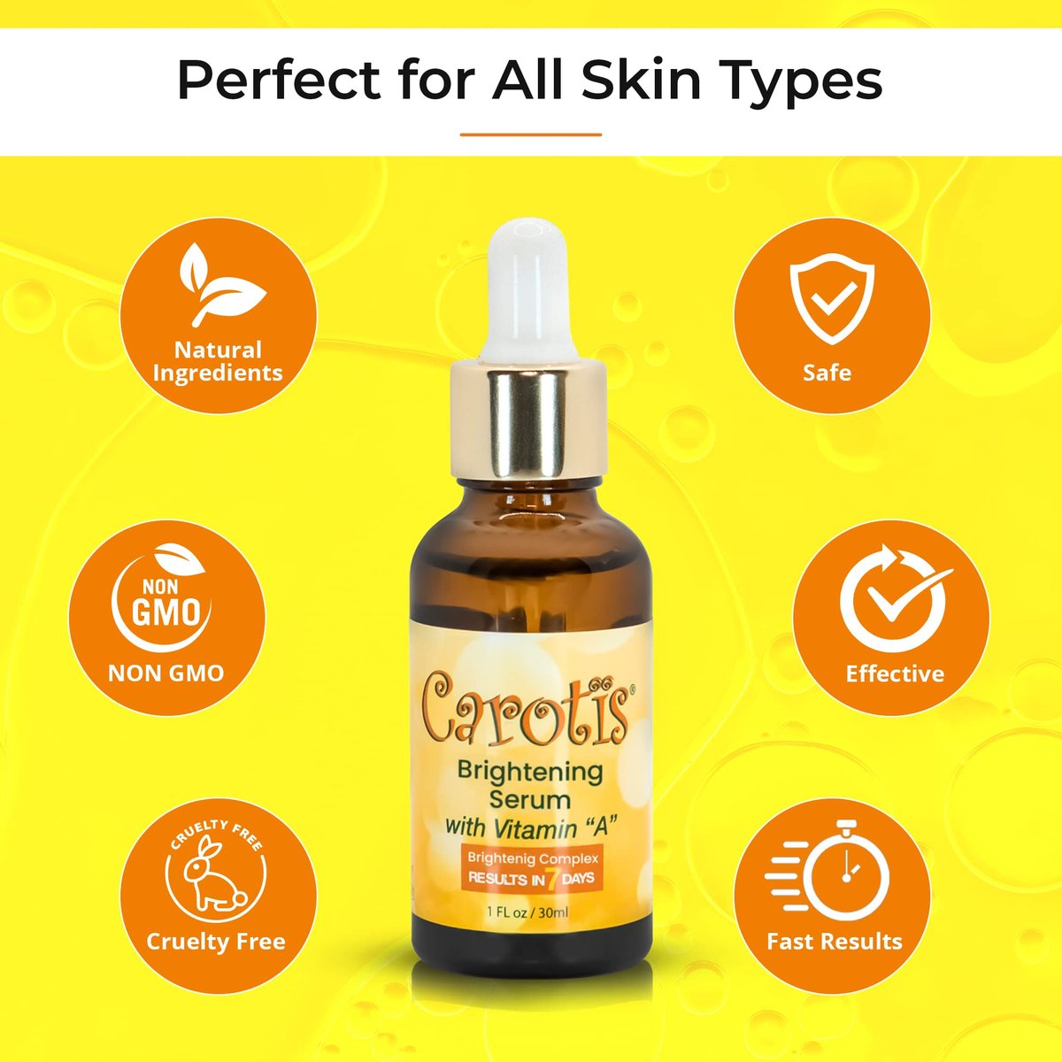 CAROTÏS Skin Brightening Serum with Carrot Oil & Vitamin A – Dark Circles, Wrinkles & Spots Corrector, 30 ml Avelisse