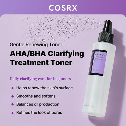 COSRX AHA/BHA Treatment Toner - 5.07 fl.oz (150ml) - Facial Exfoliating Spray for Whiteheads, Pores & Uneven Skin - Korean Skin Care, Not Tested on Animals Avelisse