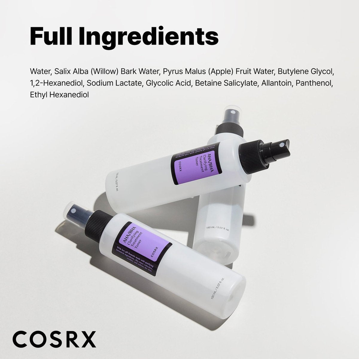 COSRX AHA/BHA Treatment Toner - 5.07 fl.oz (150ml) - Facial Exfoliating Spray for Whiteheads, Pores & Uneven Skin - Korean Skin Care, Not Tested on Animals Avelisse