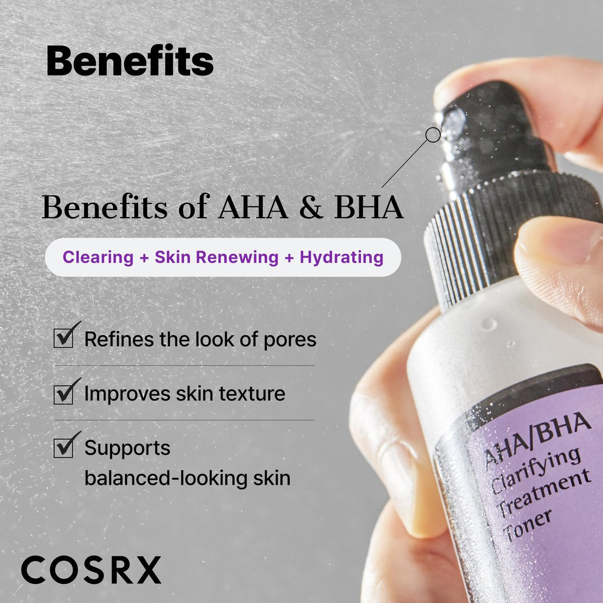 COSRX AHA/BHA Treatment Toner - 5.07 fl.oz (150ml) - Facial Exfoliating Spray for Whiteheads, Pores & Uneven Skin - Korean Skin Care, Not Tested on Animals Avelisse
