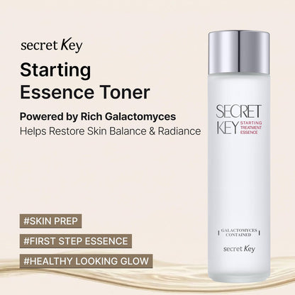 Secret Key Starting Care Essence Toner – Galactomyces Ferment Filtrate with Adenosine for Radiance Glass Skin, Hydrating Essence, Helps Improve Uneven Skin Tone, Korean Skin Care, 5.24 Fl Oz Avelisse
