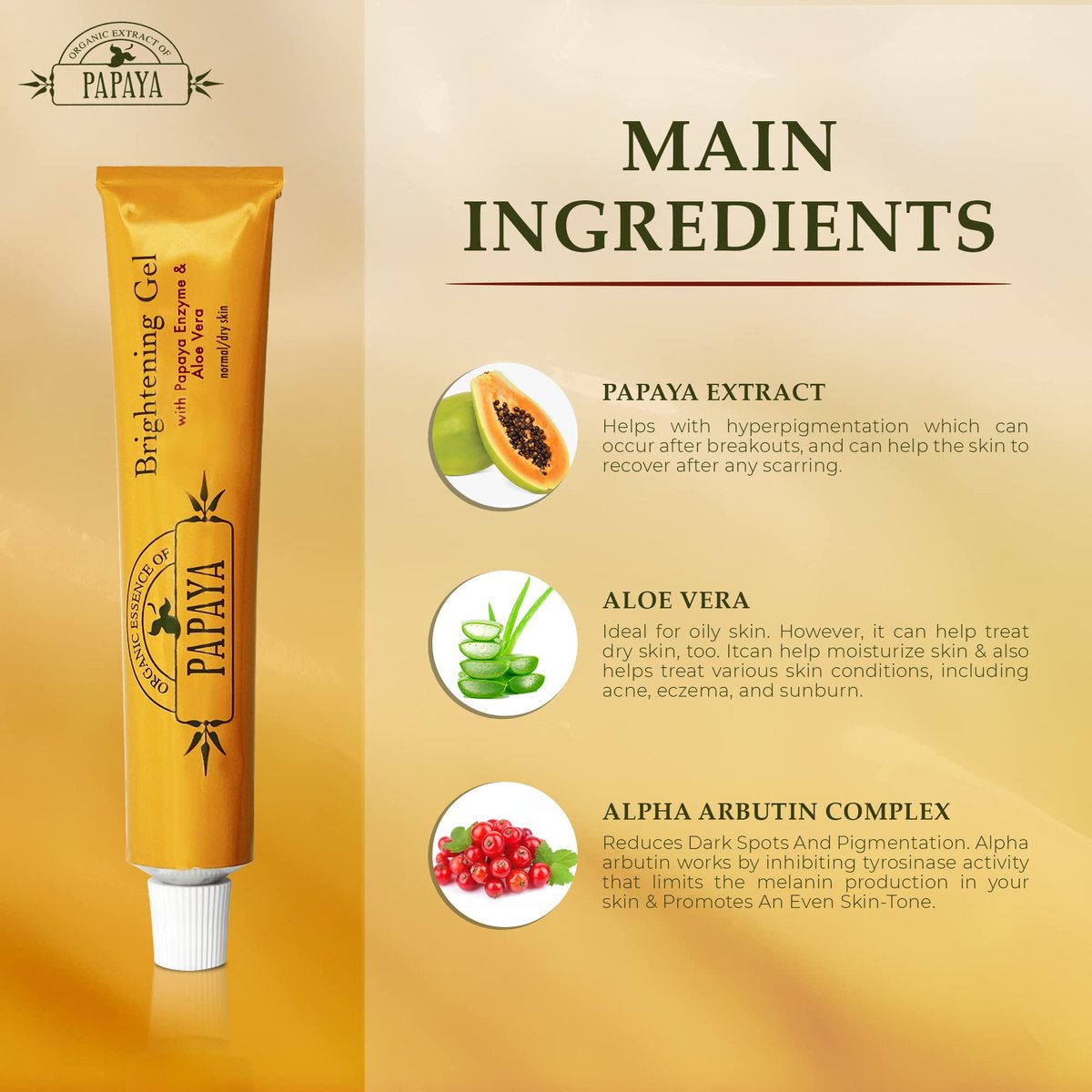 Papaya Brightening Cream 50g - Alpha Arbutin & Aloe Vera for Radiant, Even Skin Tone Avelisse