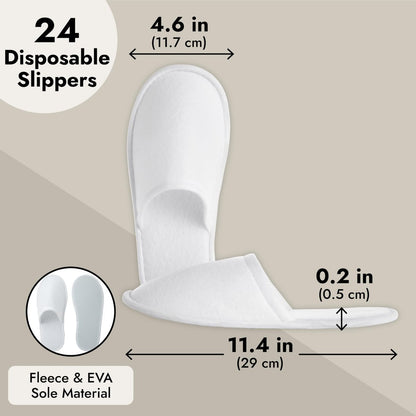 Juvale Disposable Slippers for Guests - Individually Wrapped Spa & Hotel Slippers - Slip-Resistant Shoes - Travel-Friendly Disposable Shoes - Medium (Men’s US 10/Women’s US 11) White - Pack of 24 Avelisse