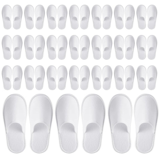 Juvale Disposable Slippers for Guests - Individually Wrapped Spa & Hotel Slippers - Slip-Resistant Shoes - Travel-Friendly Disposable Shoes - Medium (Men’s US 10/Women’s US 11) White - Pack of 24 Avelisse
