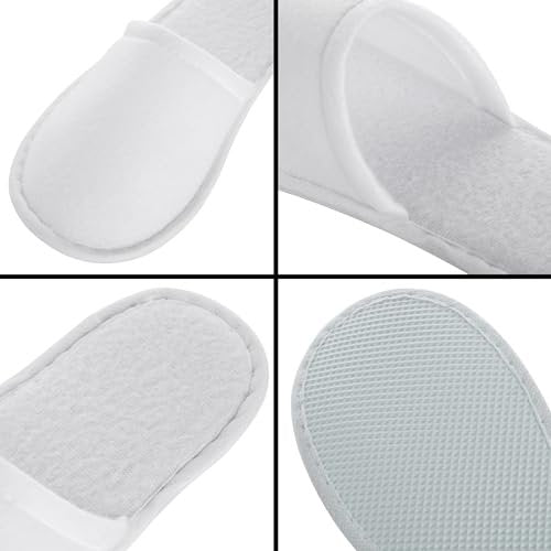 Juvale Disposable Slippers for Guests - Individually Wrapped Spa & Hotel Slippers - Slip-Resistant Shoes - Travel-Friendly Disposable Shoes - Medium (Men’s US 10/Women’s US 11) White - Pack of 24 Avelisse