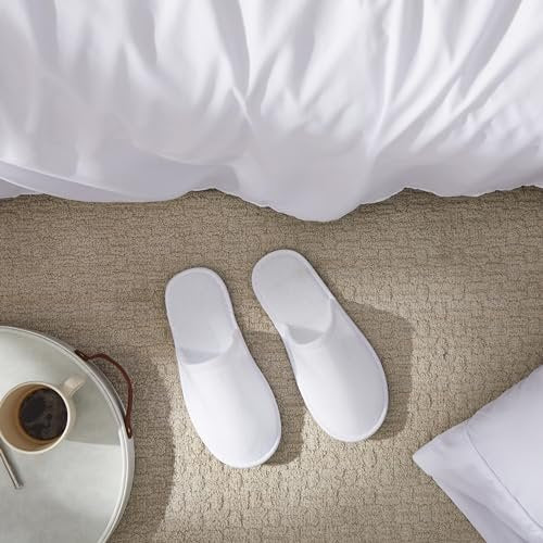 Juvale Disposable Slippers for Guests - Individually Wrapped Spa & Hotel Slippers - Slip-Resistant Shoes - Travel-Friendly Disposable Shoes - Medium (Men’s US 10/Women’s US 11) White - Pack of 24 Avelisse