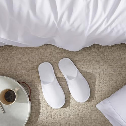 Juvale Disposable Slippers for Guests - Individually Wrapped Spa & Hotel Slippers - Slip-Resistant Shoes - Travel-Friendly Disposable Shoes - Medium (Men’s US 10/Women’s US 11) White - Pack of 24 Avelisse