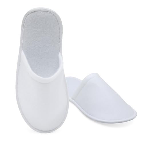 Juvale Disposable Slippers for Guests - Individually Wrapped Spa & Hotel Slippers - Slip-Resistant Shoes - Travel-Friendly Disposable Shoes - Medium (Men’s US 10/Women’s US 11) White - Pack of 24 Avelisse