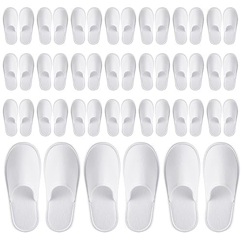 Juvale Disposable Slippers for Guests - Individually Wrapped Spa & Hotel Slippers - Slip-Resistant Shoes - Travel-Friendly Disposable Shoes - Medium (Men’s US 10/Women’s US 11) White - Pack of 24 Avelisse