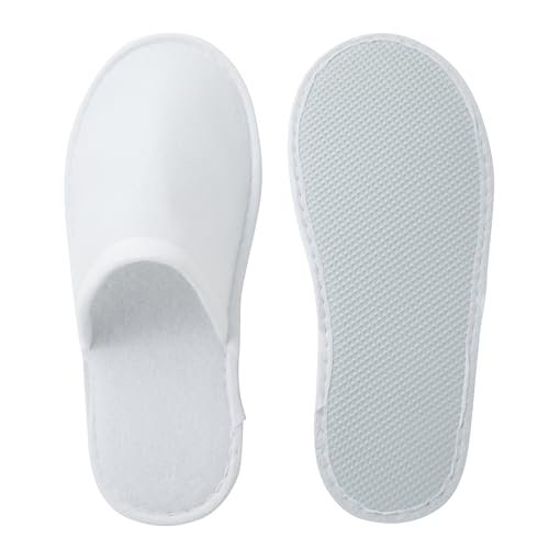 Juvale Disposable Slippers for Guests - Individually Wrapped Spa & Hotel Slippers - Slip-Resistant Shoes - Travel-Friendly Disposable Shoes - Medium (Men’s US 10/Women’s US 11) White - Pack of 24 Avelisse