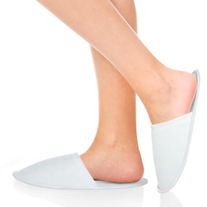 Juvale Disposable Slippers for Guests - Individually Wrapped Spa & Hotel Slippers - Slip-Resistant Shoes - Travel-Friendly Disposable Shoes - Medium (Men’s US 10/Women’s US 11) White - Pack of 24 Avelisse