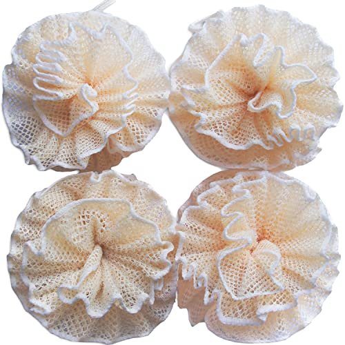 Super Exfoliating Weave Loofah Shower Sponge Pouf - Pack of 4 - Nylon Mesh Bath Puff for Face & Body - görsel 2