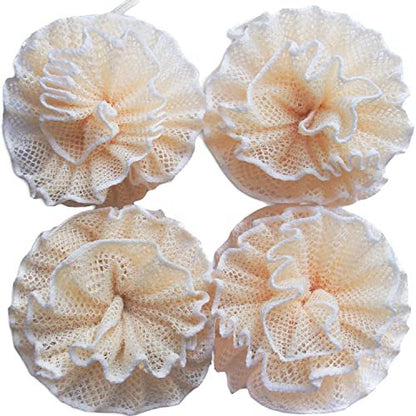 Super Exfoliating Weave Loofah Shower Sponge Pouf - Pack of 4 - Nylon Mesh Bath Puff for Face & Body
