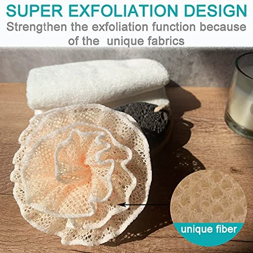 Super Exfoliating Weave Loofah Shower Sponge Pouf - Pack of 4 - Nylon Mesh Bath Puff for Face & Body - görsel 4
