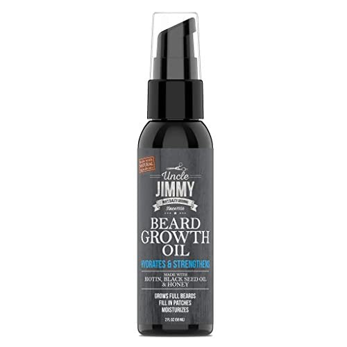 Uncle Jimmy Beard Growth Oil with Biotin – Natural Beard Care for Thicker, Fuller, Healthier Beard | Men's Facial Hair Treatment for Grooming | Increases Thickness and Volume 2 Fl Oz Avelisse