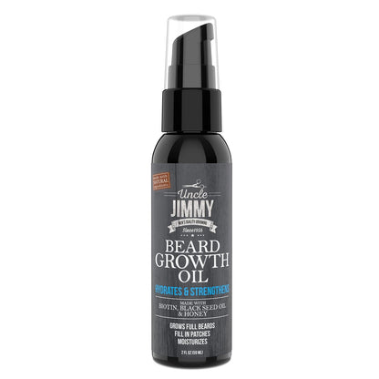 Uncle Jimmy Beard Growth Oil with Biotin – Natural Beard Care for Thicker, Fuller, Healthier Beard | Men's Facial Hair Treatment for Grooming | Increases Thickness and Volume 2 Fl Oz Avelisse