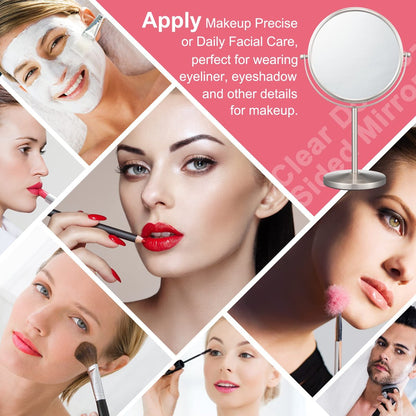 ALHAKIN 10x Magnifying Makeup Mirror, 8 Inch Tabletop Mirror with 1X/10X Magnification Double Sided, Standing Bathroom Makeup Mirror for Desk, Nickel Avelisse