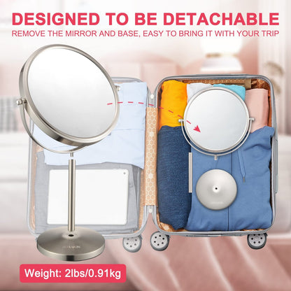 ALHAKIN 10x Magnifying Makeup Mirror, 8 Inch Tabletop Mirror with 1X/10X Magnification Double Sided, Standing Bathroom Makeup Mirror for Desk, Nickel Avelisse