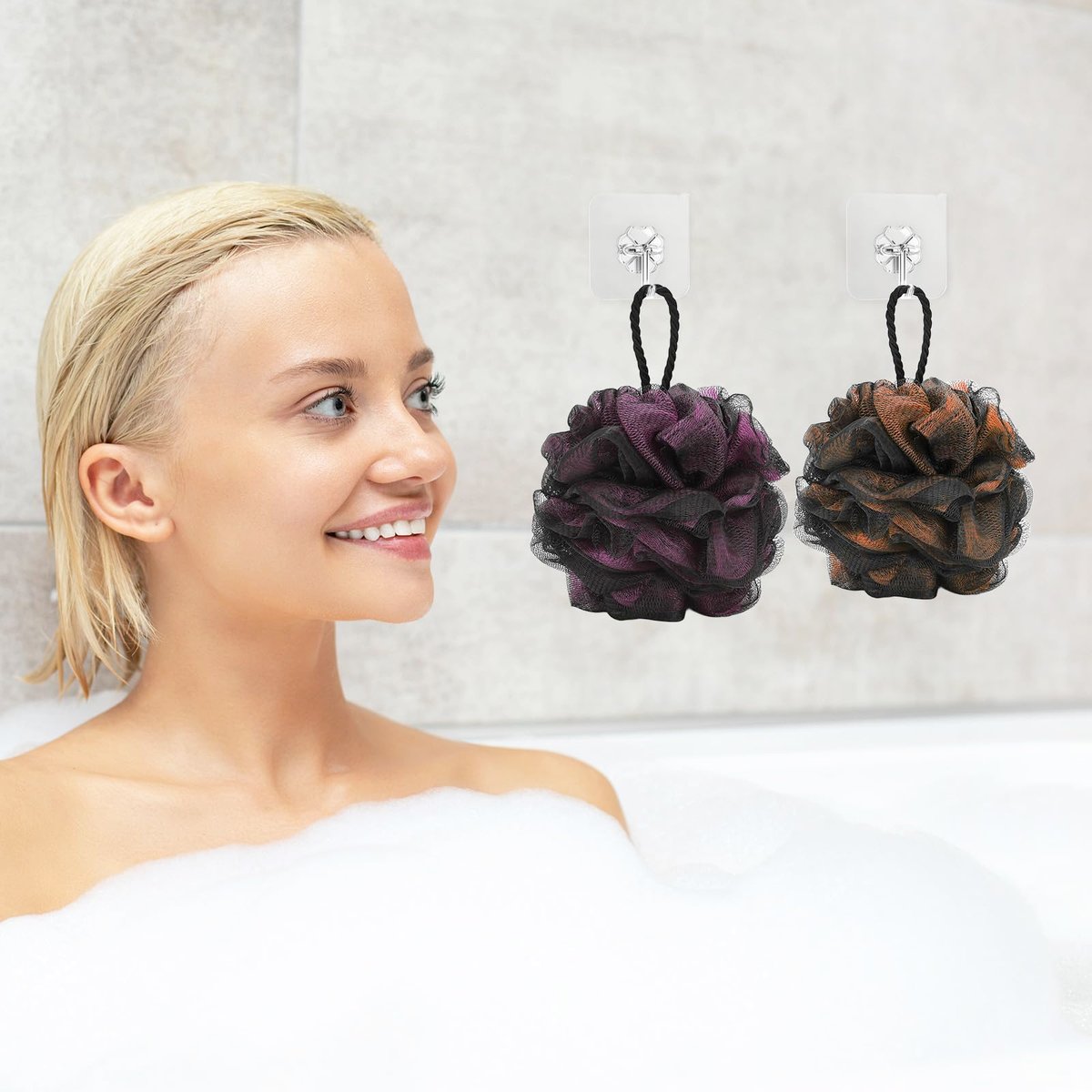 Tbestmax 4-Pack Loofah Sponge - 60g Each - Black Bath Sponge Pouf for Exfoliating Shower - görsel 13
