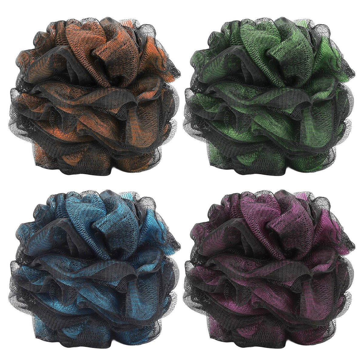 Tbestmax 4-Pack Loofah Sponge - 60g Each - Black Bath Sponge Pouf for Exfoliating Shower - görsel 1