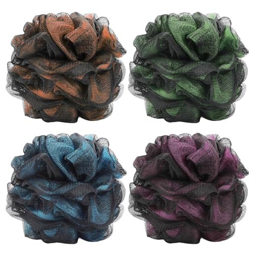 Tbestmax 4-Pack Loofah Sponge - 60g Each - Black Bath Sponge Pouf for Exfoliating Shower - görsel 2
