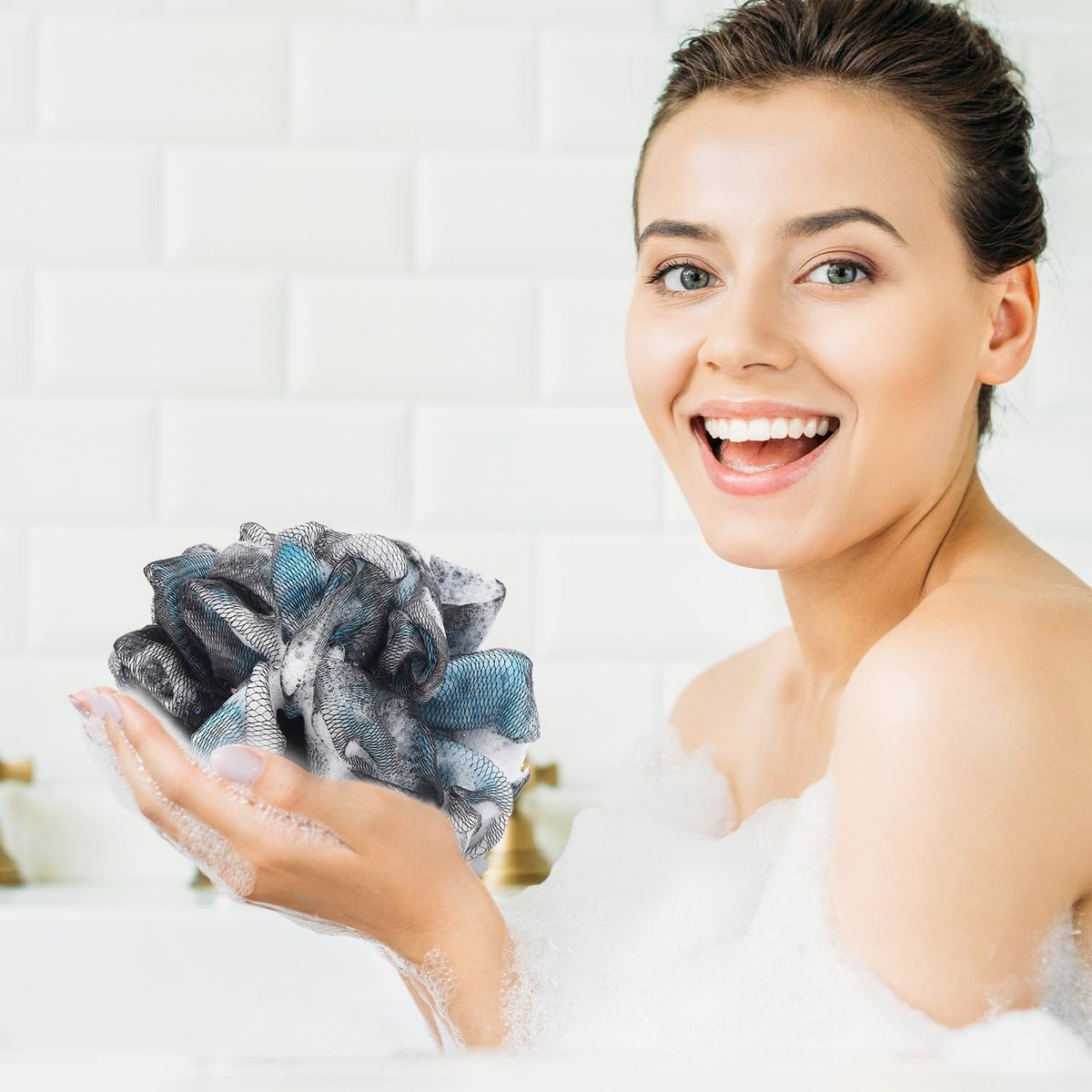 Tbestmax 4-Pack Loofah Sponge - 60g Each - Black Bath Sponge Pouf for Exfoliating Shower - görsel 11