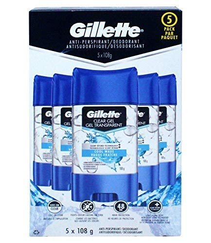 Gillette Endurance Clear Gel Deodorant Cool Wave 3.8 oz (5-Pack) – Long-Lasting Odor Protection Avelisse