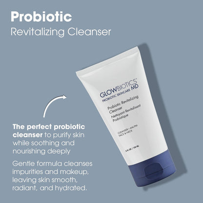 Glowbiotics Probiotic Revitalizing Cleanser - Anti-Aging Face Wash with Peptides for Hormonal, Dry & Mature Skin - 5 oz Hydrating Gel Avelisse