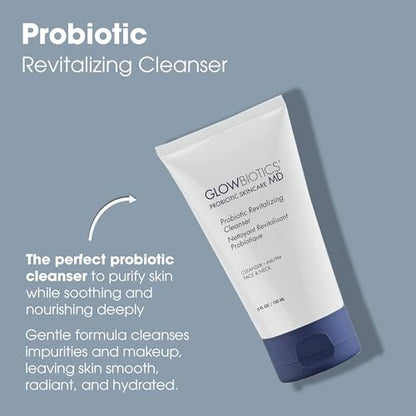 Glowbiotics Probiotic Revitalizing Cleanser - Anti-Aging Face Wash with Peptides for Hormonal, Dry & Mature Skin - 5 oz Hydrating Gel Avelisse