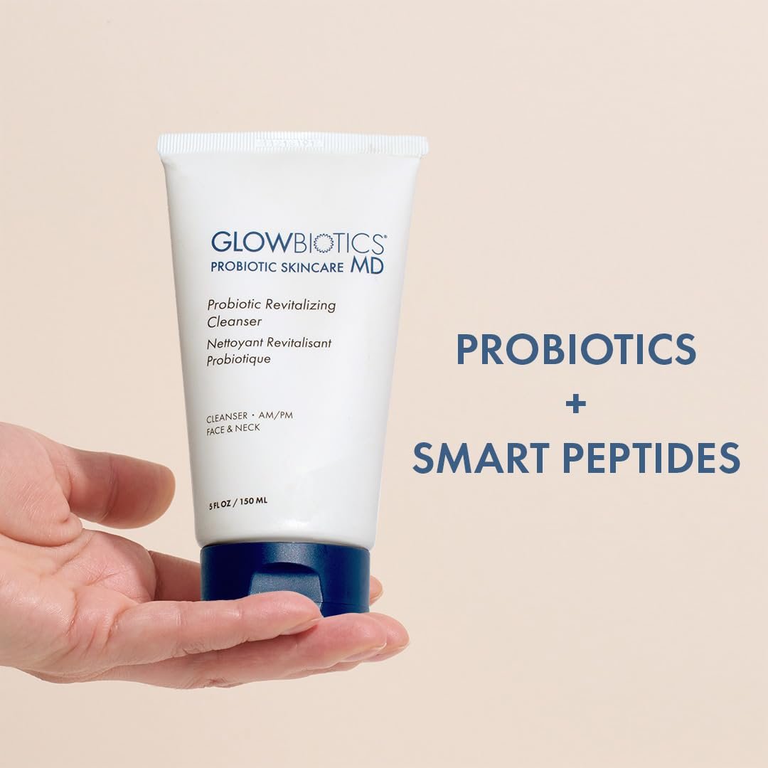 Glowbiotics Probiotic Revitalizing Cleanser - Anti-Aging Face Wash with Peptides for Hormonal, Dry & Mature Skin - 5 oz Hydrating Gel Avelisse