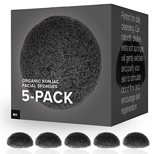 Minamul Konjac Exfoliating Organic Facial Sponge Set – 5 Pack Bamboo Activated Charcoal Sponges for Gentle Daily Face Scrub & Makeup Remover, Safe for Oily, Dry, Combination or Sensitive Skin - görsel 2