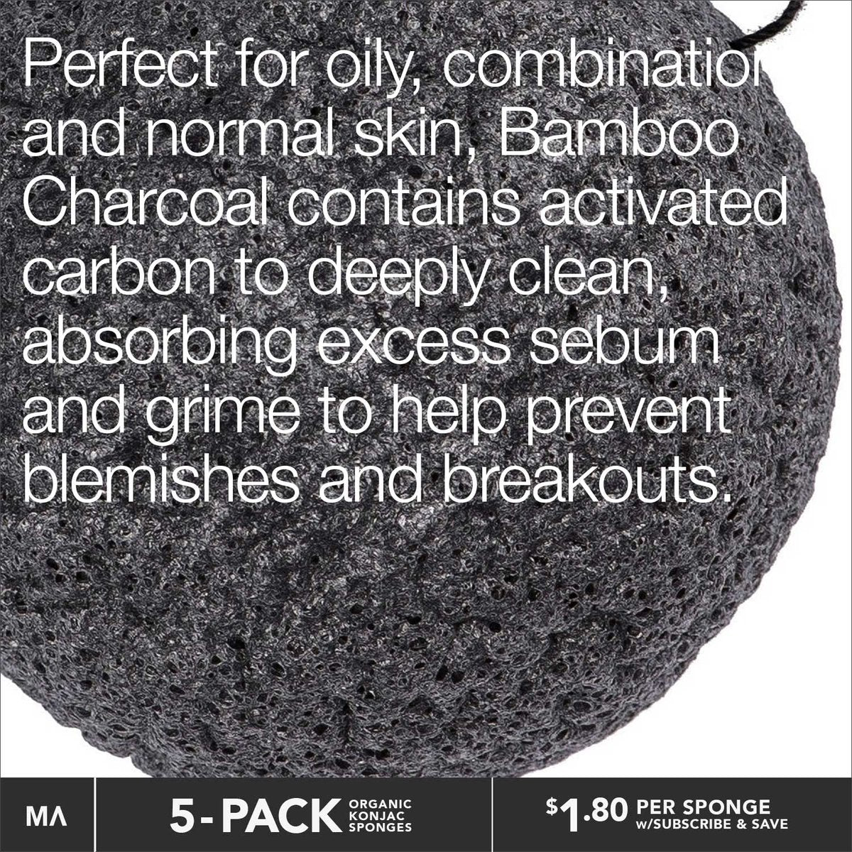 Minamul Konjac Exfoliating Organic Facial Sponge Set – 5 Pack Bamboo Activated Charcoal Sponges for Gentle Daily Face Scrub & Makeup Remover, Safe for Oily, Dry, Combination or Sensitive Skin - görsel 5