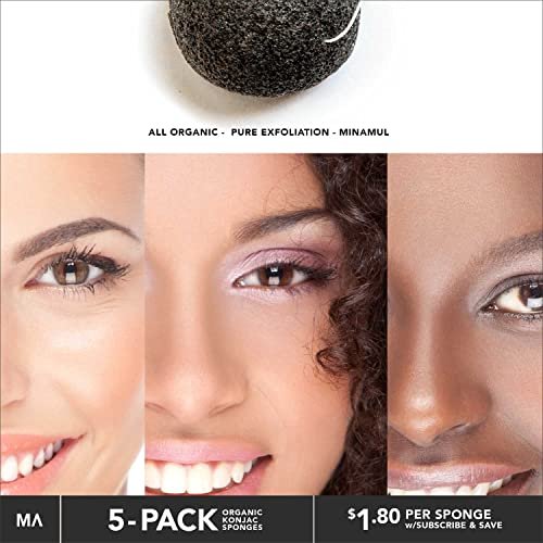 Minamul Konjac Exfoliating Organic Facial Sponge Set – 5 Pack Bamboo Activated Charcoal Sponges for Gentle Daily Face Scrub & Makeup Remover, Safe for Oily, Dry, Combination or Sensitive Skin - görsel 10