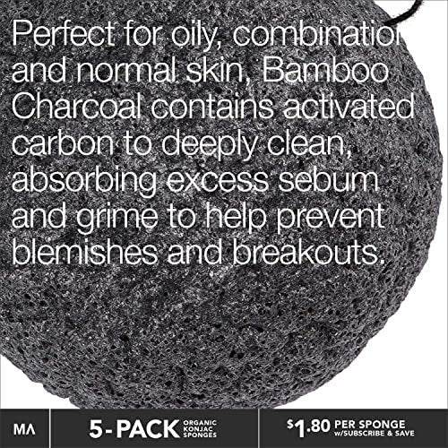 Minamul Konjac Exfoliating Organic Facial Sponge Set – 5 Pack Bamboo Activated Charcoal Sponges for Gentle Daily Face Scrub & Makeup Remover, Safe for Oily, Dry, Combination or Sensitive Skin - görsel 6