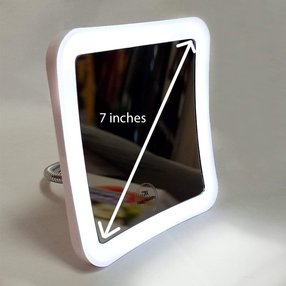 SunplusTrade LED Makeup Mirror with 7X Magnification – Portable Cordless Suction Cup Mirror with Flexible Gooseneck Avelisse