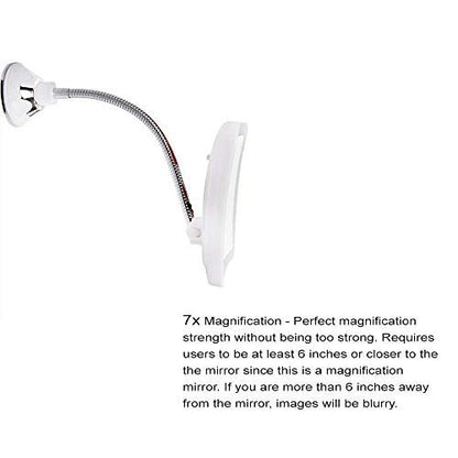 SunplusTrade LED Makeup Mirror with 7X Magnification – Portable Cordless Suction Cup Mirror with Flexible Gooseneck Avelisse