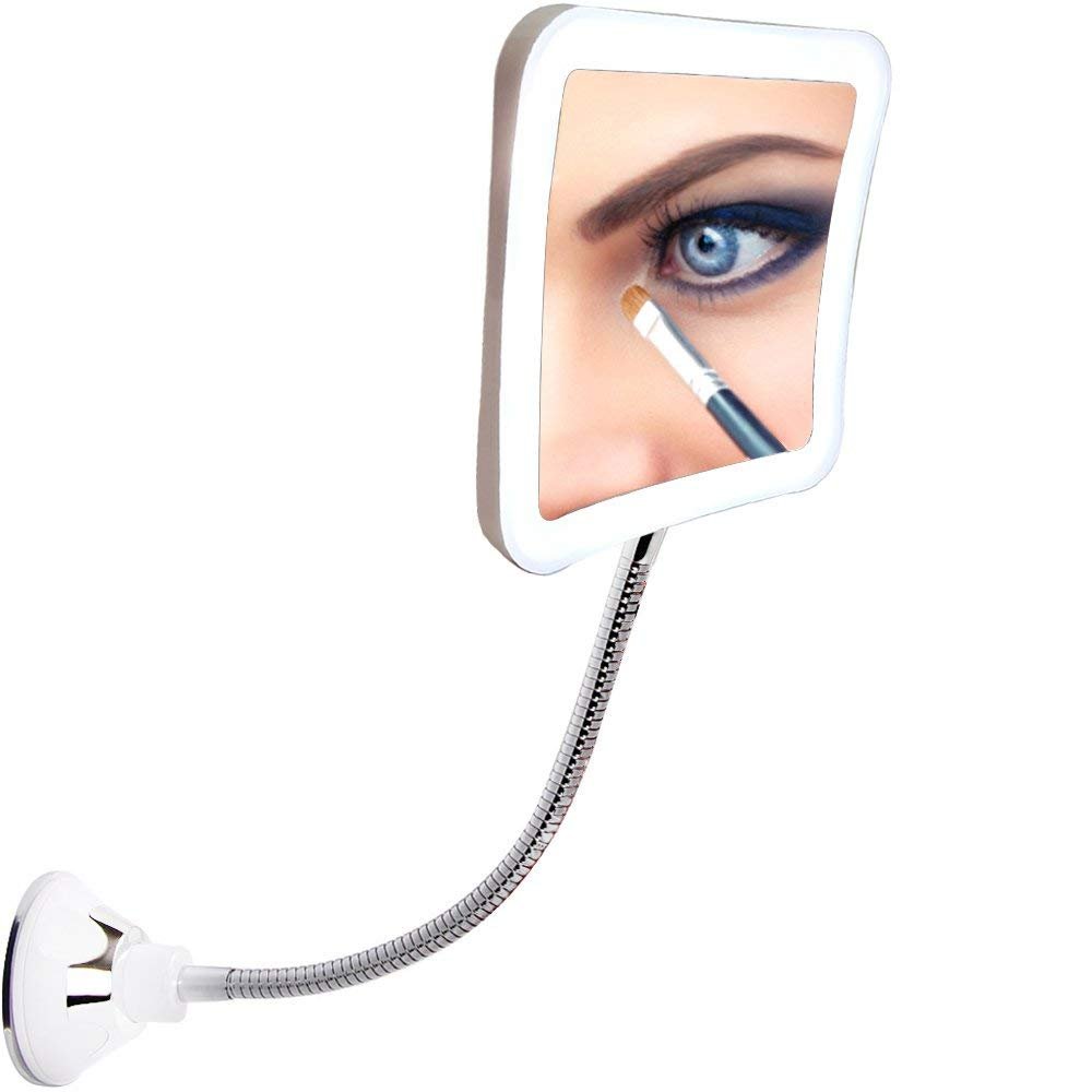 SunplusTrade LED Makeup Mirror with 7X Magnification – Portable Cordless Suction Cup Mirror with Flexible Gooseneck Avelisse