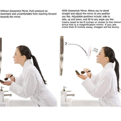 SunplusTrade LED Makeup Mirror with 7X Magnification – Portable Cordless Suction Cup Mirror with Flexible Gooseneck Avelisse
